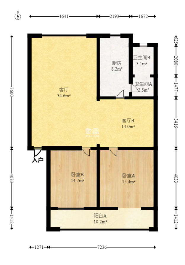 杏花园公寓  2室2厅1卫   83.00万