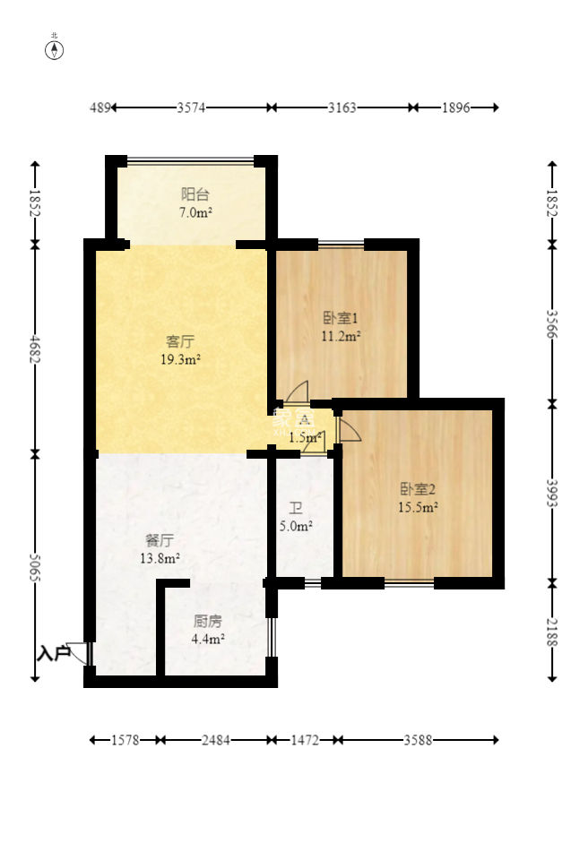 长房白沙湾  2室2厅1卫   96.00万