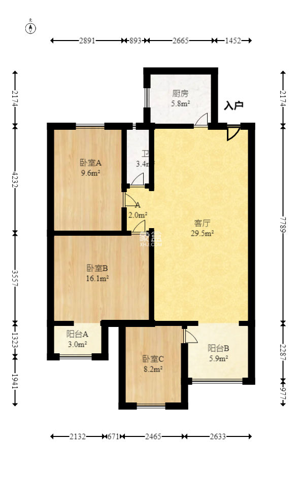 绿洲花园  3室2厅1卫    85.0万