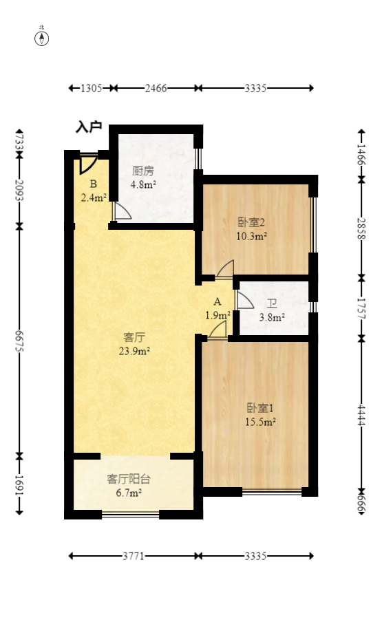 湘水熙园  2室2厅1卫   82.00万室内图1