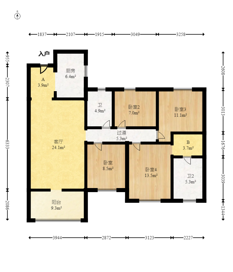 保利恒伟时光印象  4室2厅2卫    88.0万 保利恒伟时光印象  4室2厅2卫    88.0万户型图