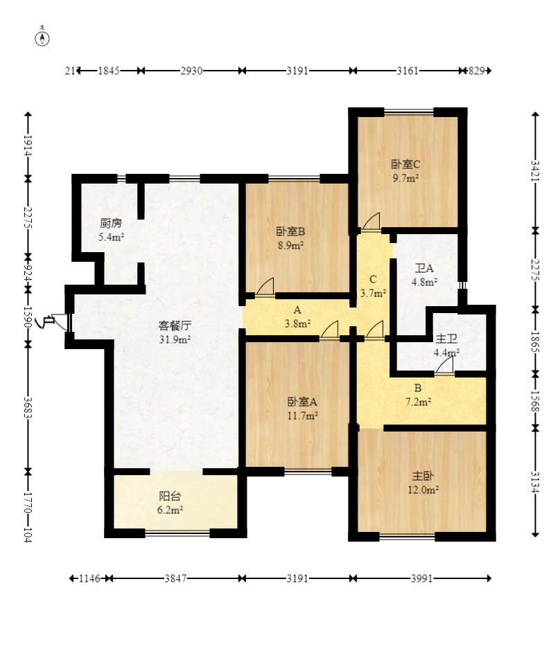 万科里金域国际  4室2厅1卫   320.80万室内图1