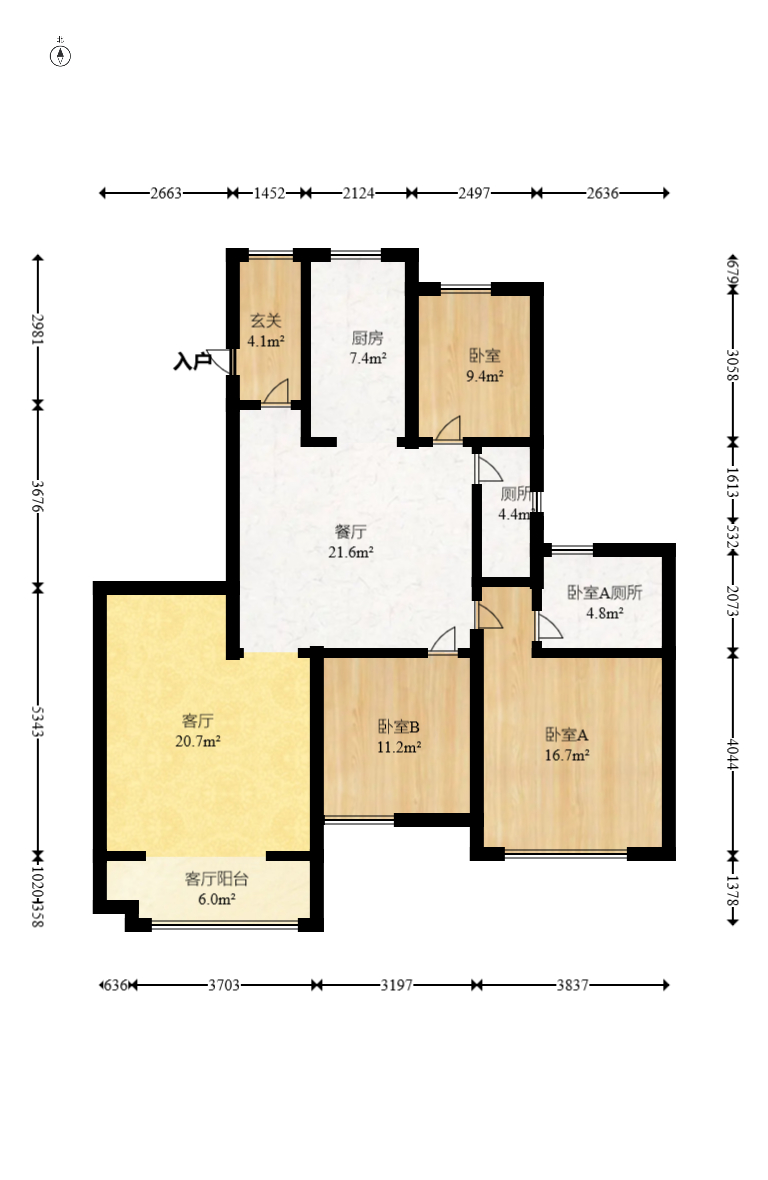 恒大半山悦府 3室2厅2卫 85.0万 恒大半山悦府 3室2厅2卫 85.0万户型图