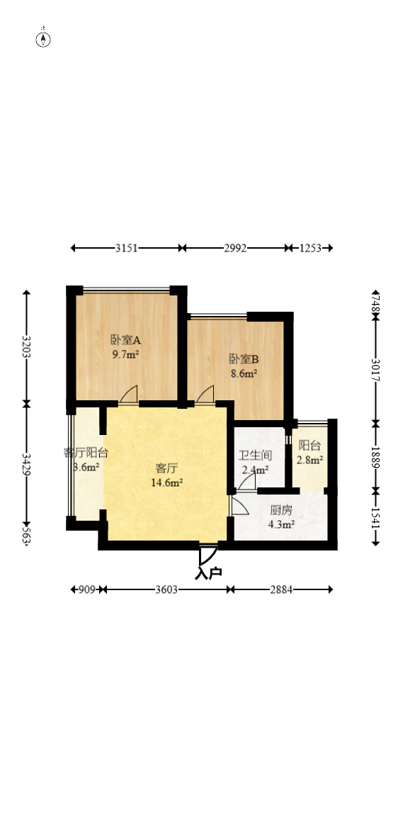 中建芙蓉工社  2室1厅1卫   40.00万室内图1