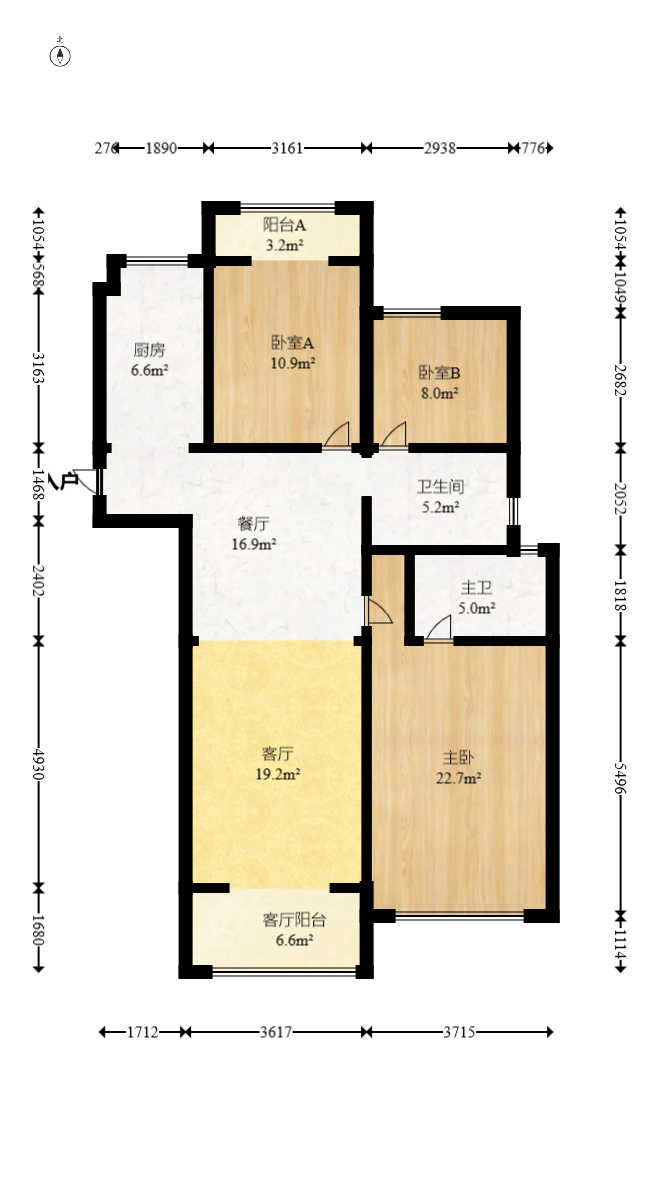 北辰中央公园DF区  3室2厅2卫   122.00万室内图1