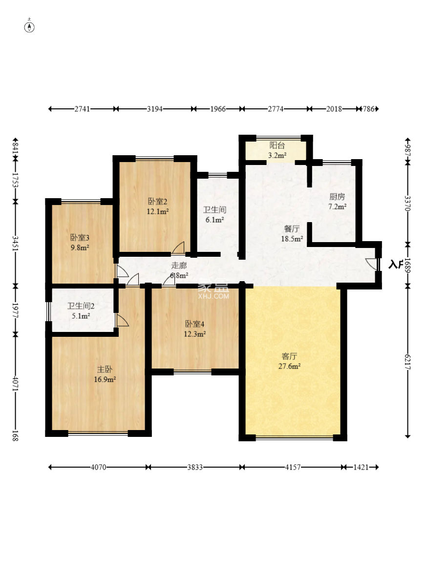 广悦星苑润园  4室2厅2卫    91.88万