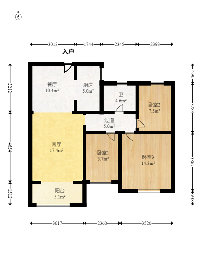 嘉宇银杉(嘉宇西苑) 3室2厅1卫 71.8万 嘉宇银杉(嘉宇西苑) 3室2厅1卫 71.8万户型图