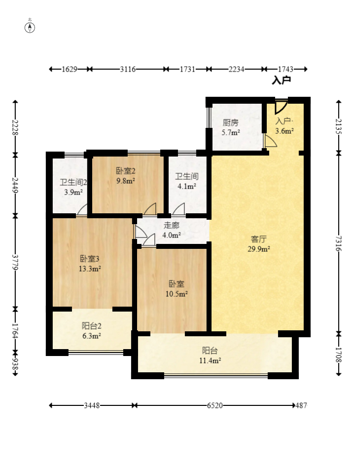 旭辉汇樾城  3室2厅2卫    88.0万 旭辉汇樾城  3室2厅2卫    88.0万户型图