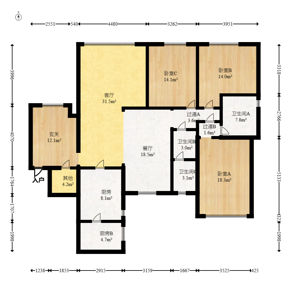 新世纪花苑  4室2厅2卫   219.00万室内图1