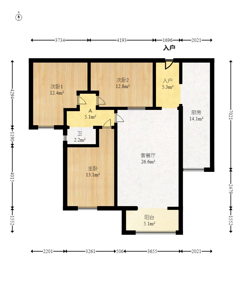 北辰三角洲E5区 3室2厅1卫 132.0万 北辰三角洲E5区 3室2厅1卫 132.0万户型图