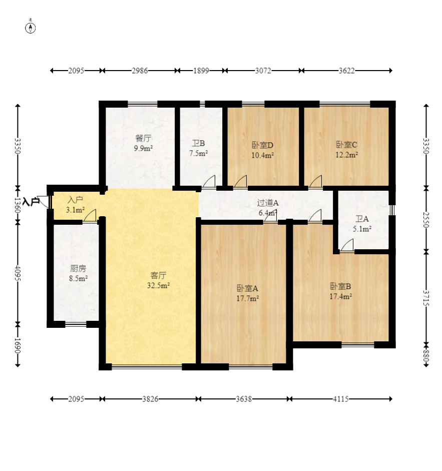 中建嘉和城  4室2厅2卫    128.0万室内图1