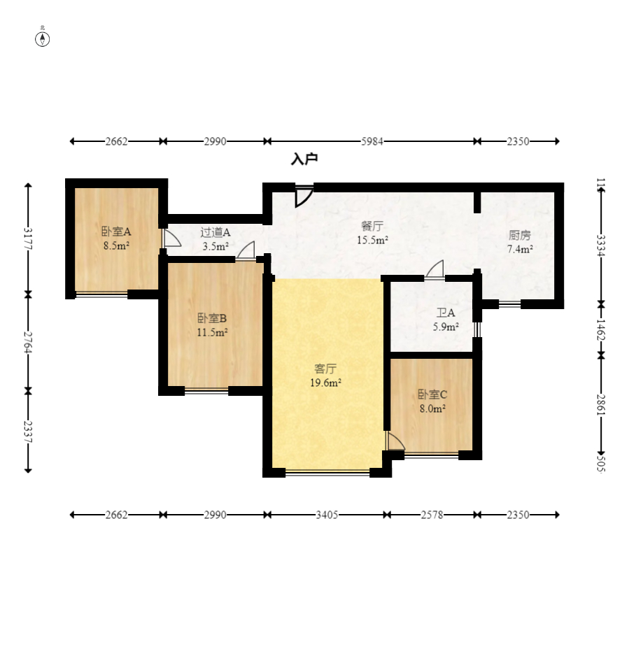 中建嘉和城  3室2厅1卫   108.00万室内图1