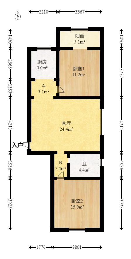 鑫天芙蓉  2室2厅1卫   70.00万室内图1