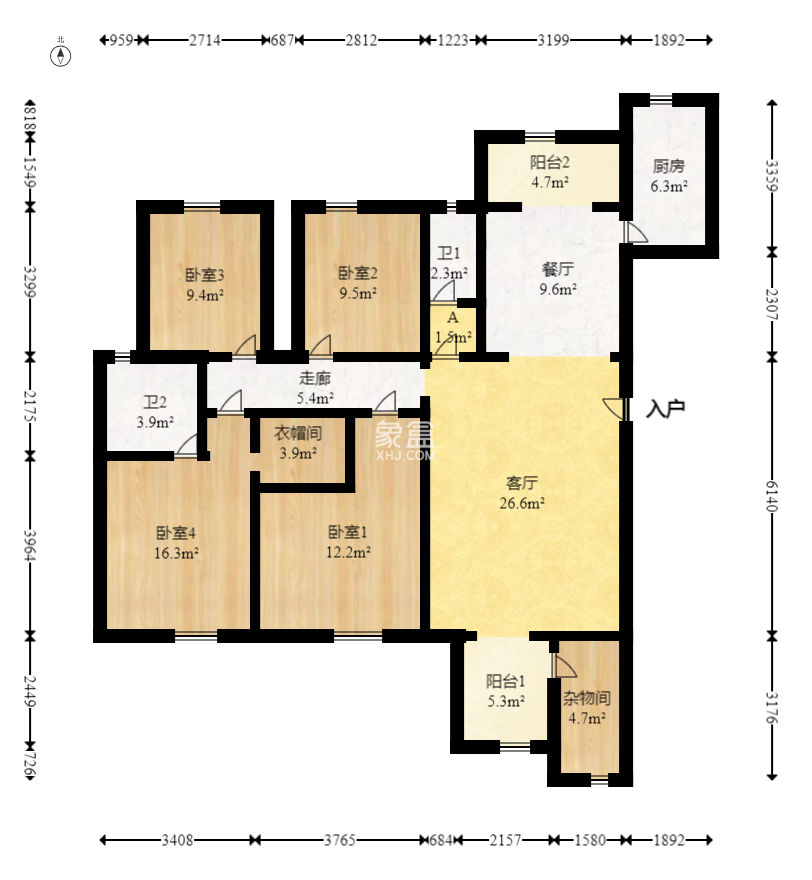 湘翰御舍  4室2廳2衛(wèi)   158.00萬