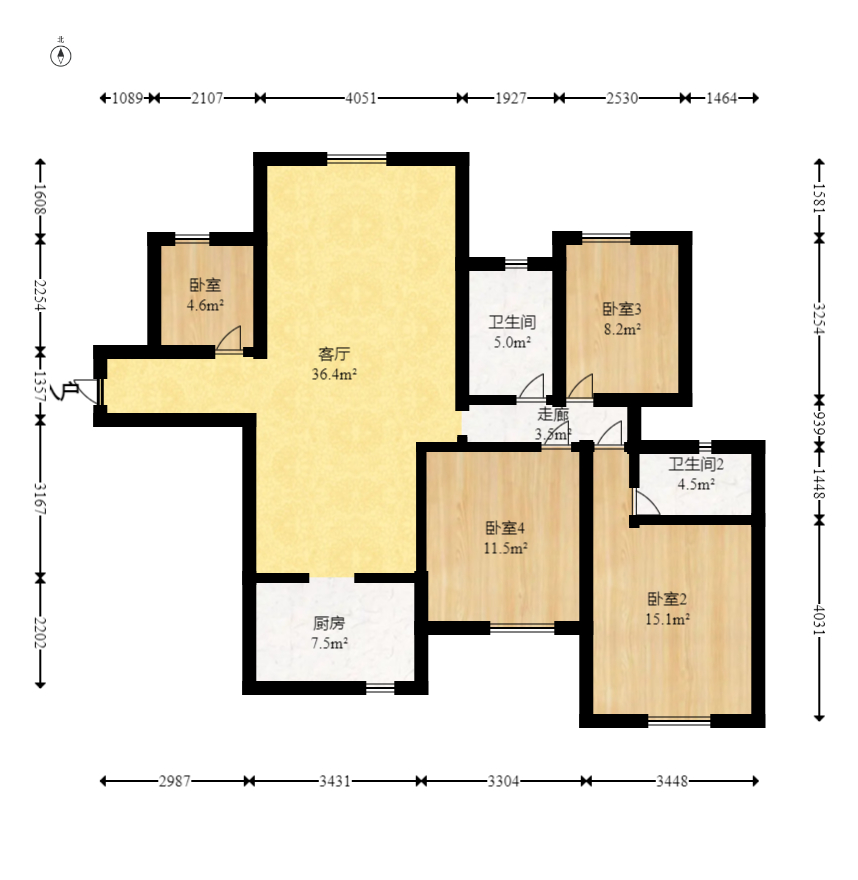 中欣楚天雅郡 4室2厅2卫 72.8万 中欣楚天雅郡 4室2厅2卫 72.8万户型图