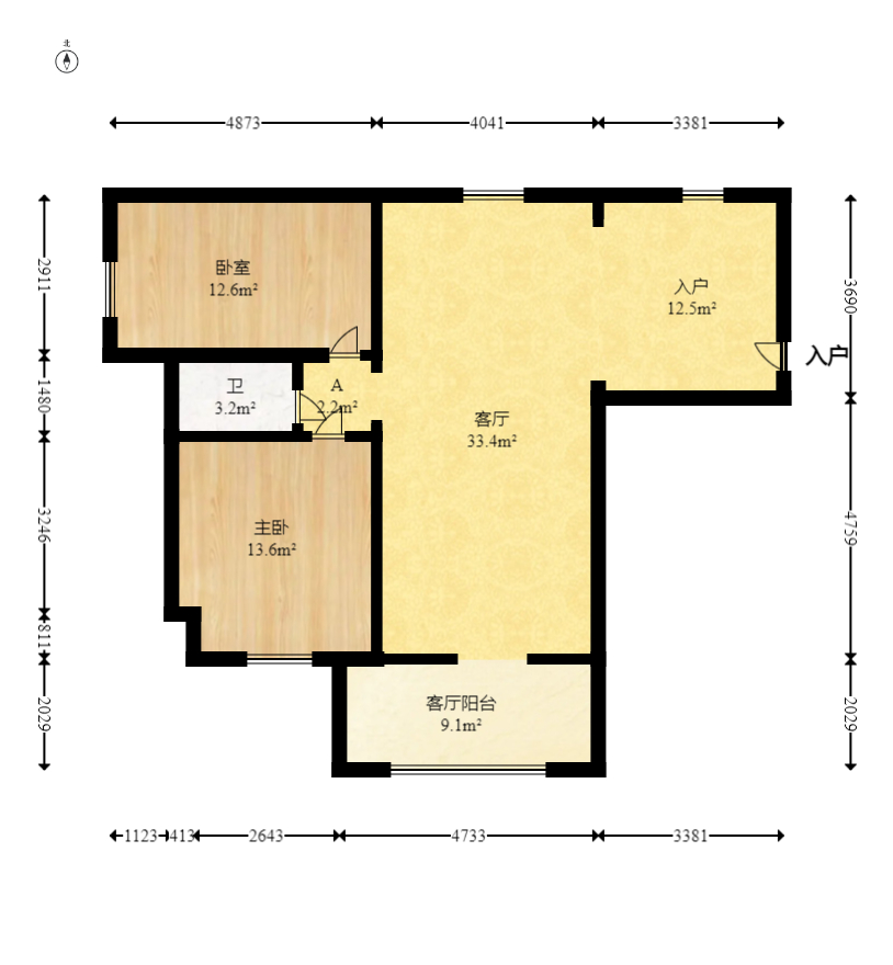 未来现代城 2室2厅1卫 46.0万 未来现代城 2室2厅1卫 46.0万户型图