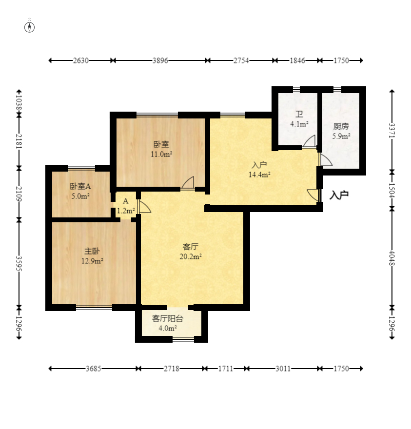 香槟小镇(香槟花苑) 3室2厅1卫 46.8万 香槟小镇(香槟花苑) 3室2厅1卫 46.8万户型图