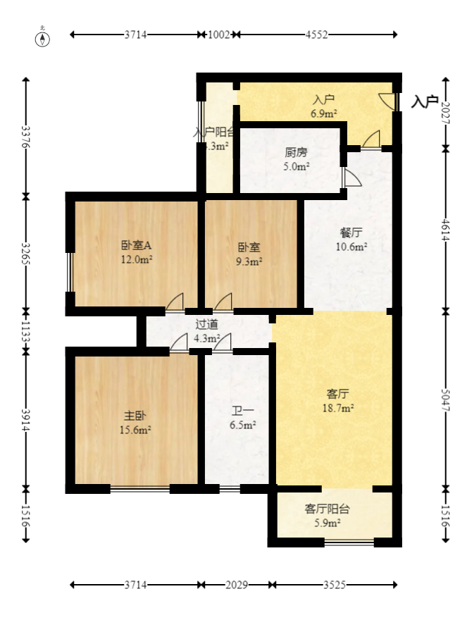新长海广场  3室2厅1卫    65.79万室内图1