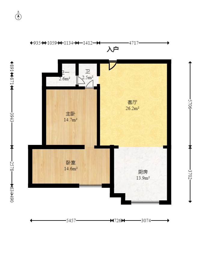 楚天家园  2室1厅1卫   52.80万室内图1