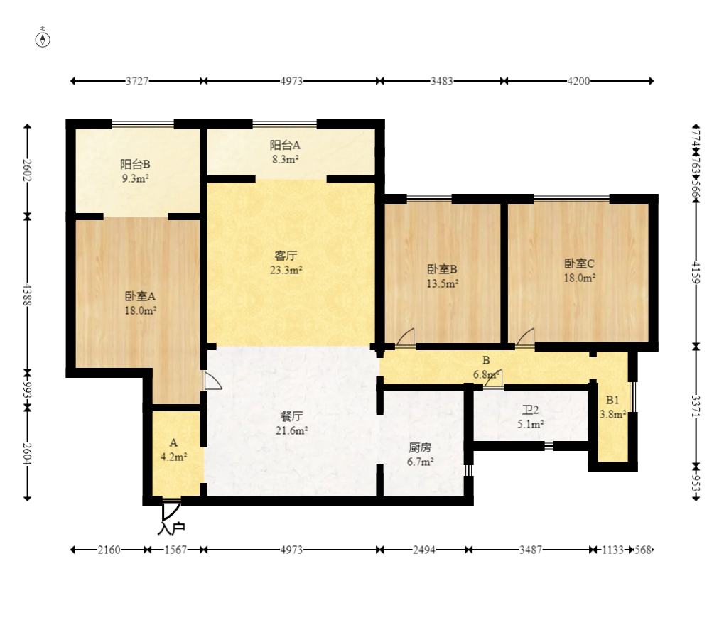 雅致名园  4室2厅2卫   245.00万室内图1