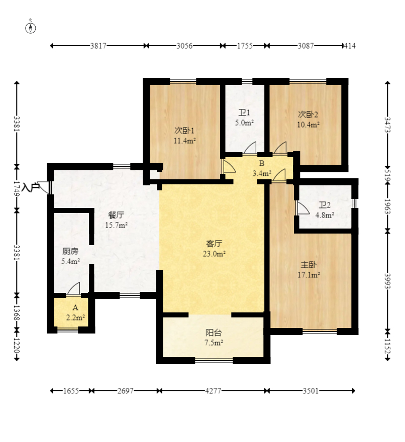 华润凤凰城三期 3室2厅2卫 84.8万 华润凤凰城三期 3室2厅2卫 84.8万户型图