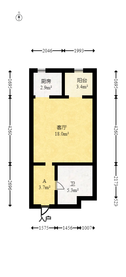 东方航标 1室1厅1卫 22.0万 东方航标 1室1厅1卫 22.0万户型图