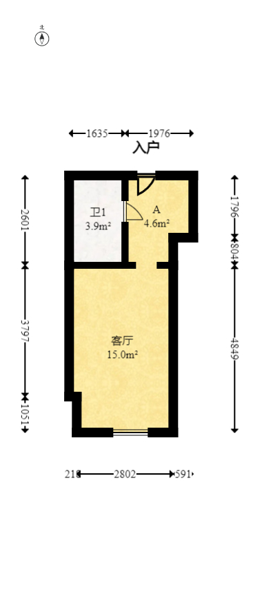 欧亚达国际广场  1室1厅1卫   24.00万室内图1