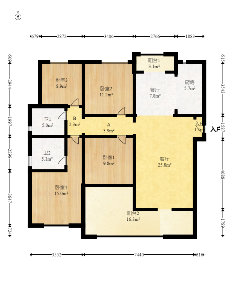 阳光城尚东湾嘉林苑 4室2厅2卫 110.0万 阳光城尚东湾嘉林苑 4室2厅2卫 110.0万户型图