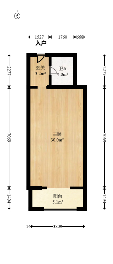 奥克斯广场  1室1厅1卫   45.00万室内图1