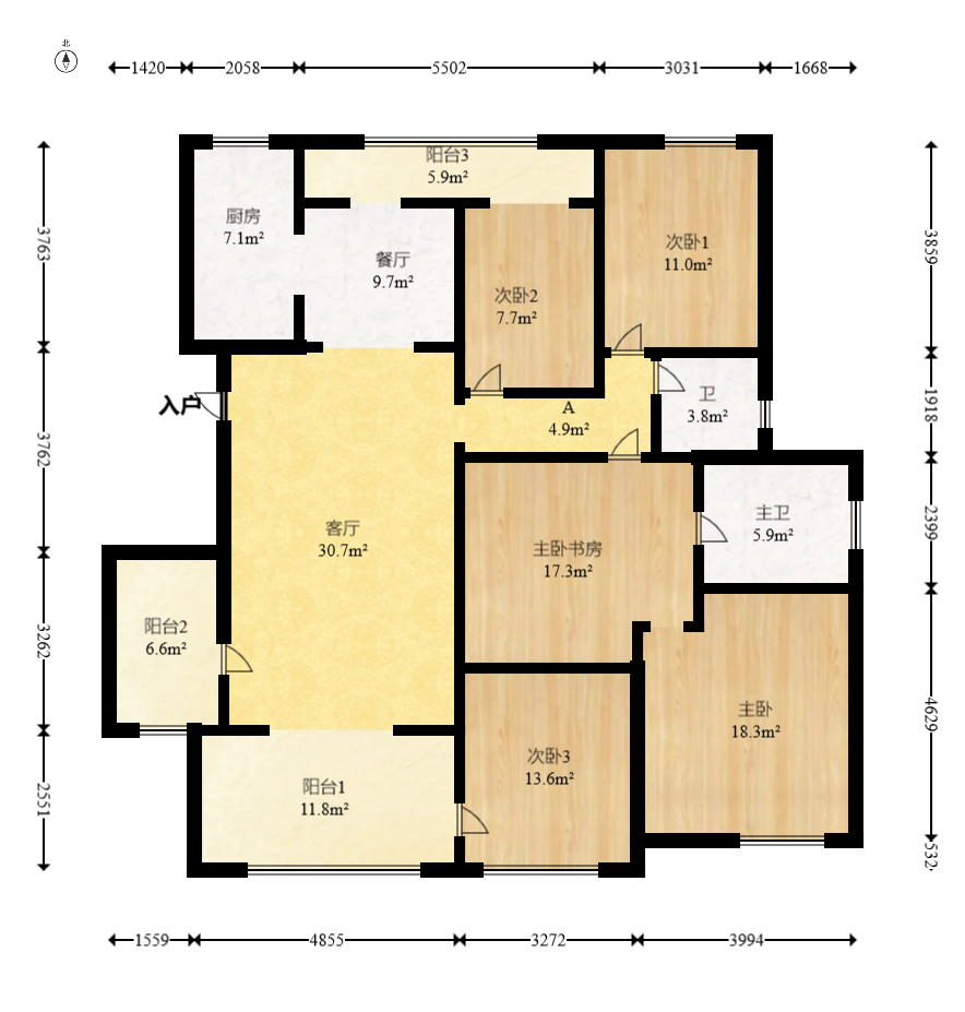 堤亚纳湾(深业沙河城)  4室2厅2卫    98.0万 堤亚纳湾(深业沙河城)  4室2厅2卫    98.0万户型图