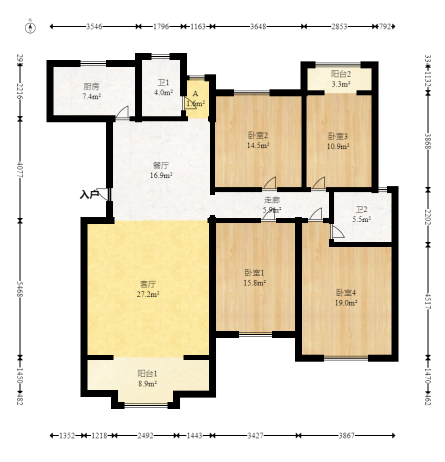 恒盛世家 4室2厅1卫 148.0万 恒盛世家 4室2厅1卫 148.0万户型图