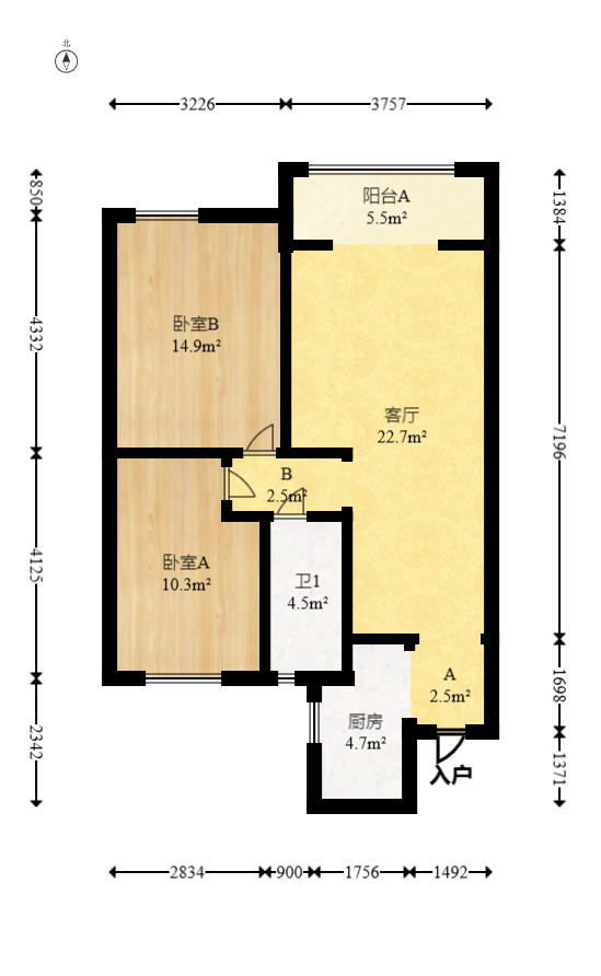 旭辉香樟公馆  2室2厅1卫   83.00万室内图1