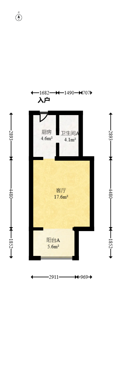 汇景发展环球中心  1室1厅1卫   110.00万室内图1