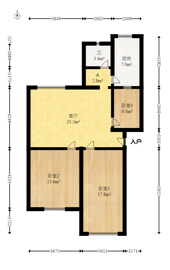 新桥小区  3室2厅1卫   56.00万室内图1