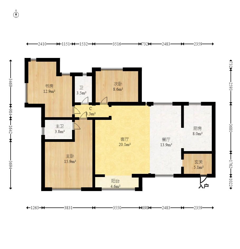 钱隆世家  3室2厅2卫    98.0万 钱隆世家  3室2厅2卫    98.0万户型图