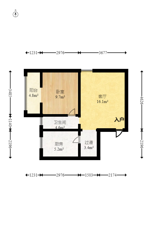 城市山水豪园（山水城市风景）  1室1厅1卫   49.00万室内图1