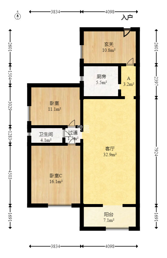 半山壹号  3室2厅1卫    120.0万