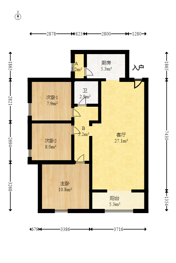 蓝山郡  3室2厅1卫   66.80万室内图1