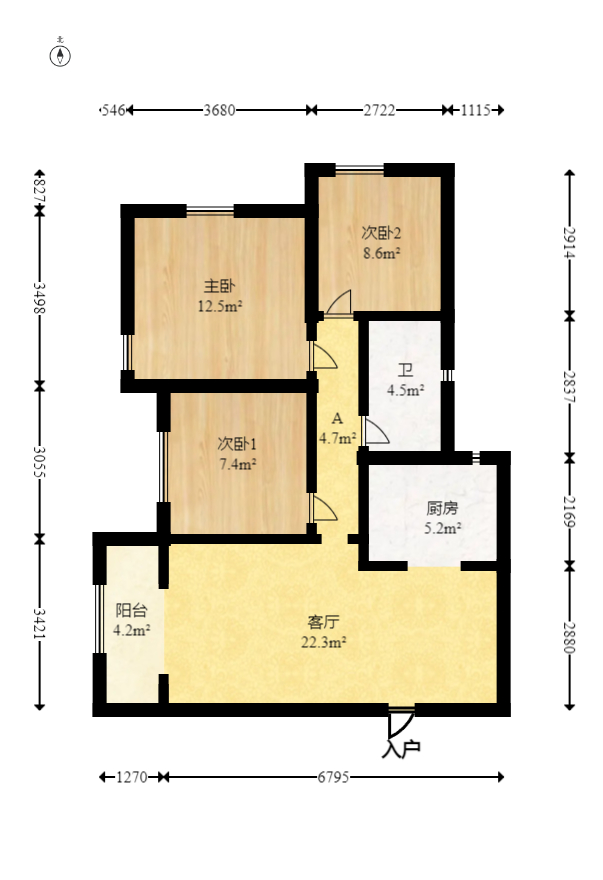 恒基凯旋门三期  3室2厅1卫   79.80万室内图1