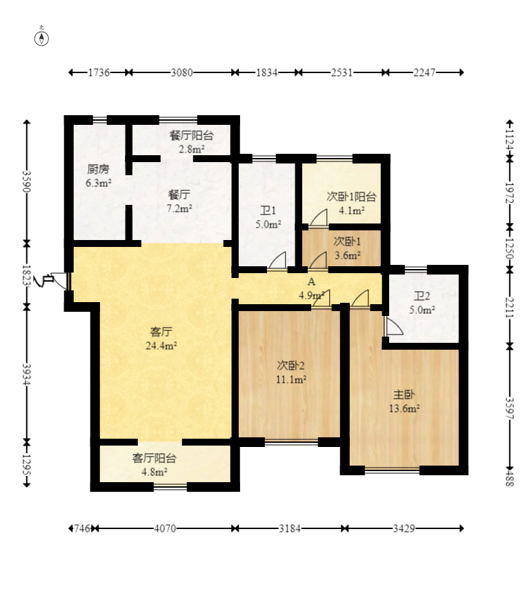 中建悦和城  3室2厅2卫   107.80万室内图1