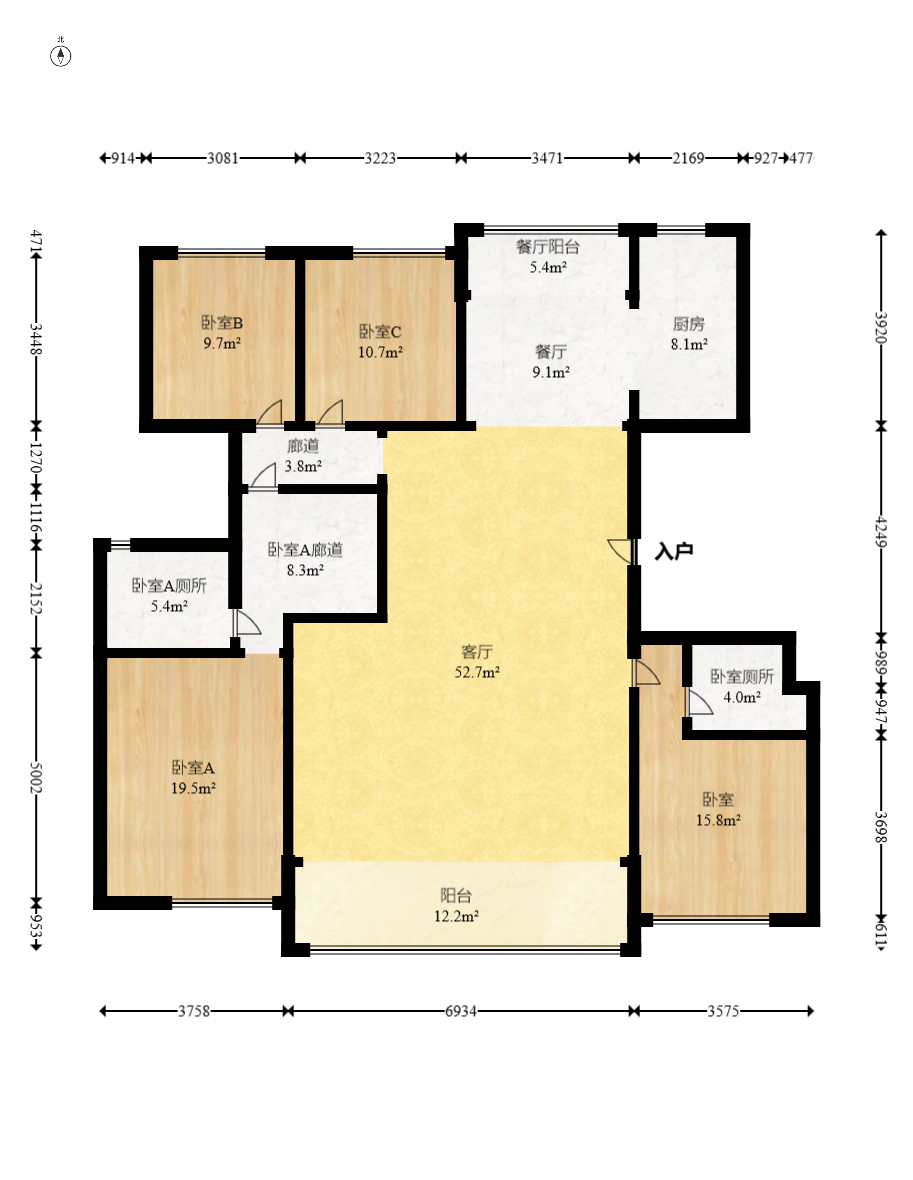 保利天汇  4室2厅3卫   328.00万室内图1