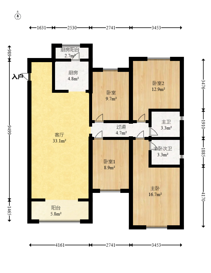 荣盛城 4室2厅2卫 89.0万 荣盛城 4室2厅2卫 89.0万户型图