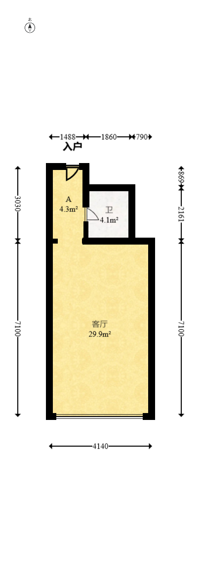 锦绣中环  1室1厅1卫   45.00万室内图1