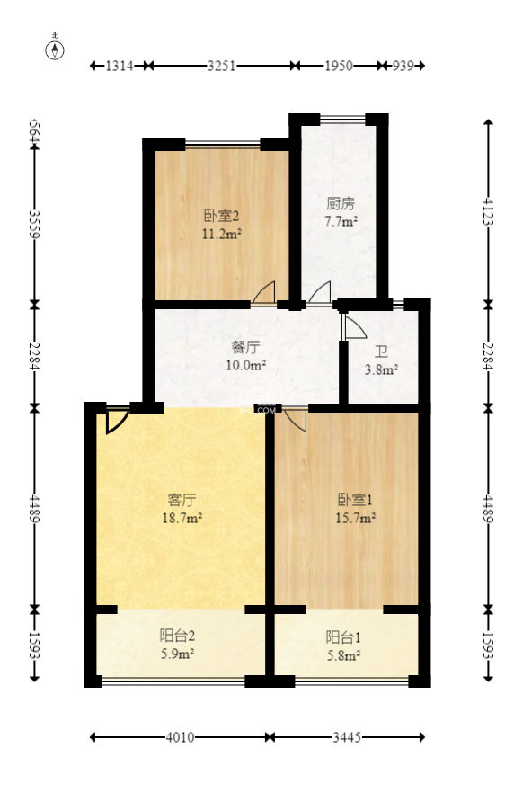 恆達花園 2室2廳1衛 55.50萬