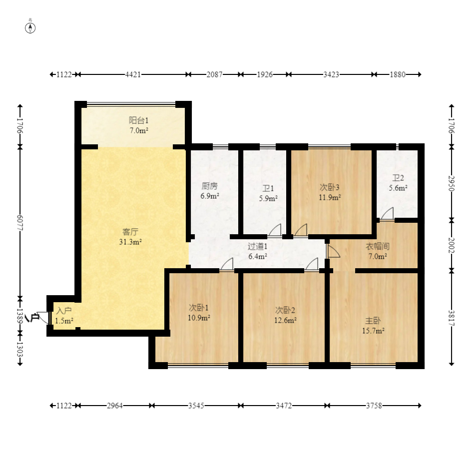 恒大御景半岛锦绣苑 4室2厅2卫 168.0万 恒大御景半岛锦绣苑 4室2厅2卫 168.0万户型图