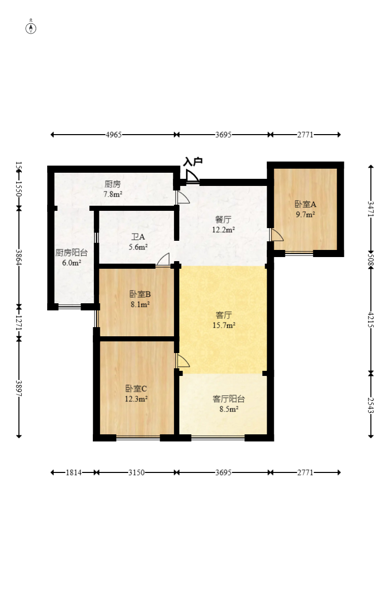 当代滨江MOMA  1室2厅1卫   150.00万室内图1