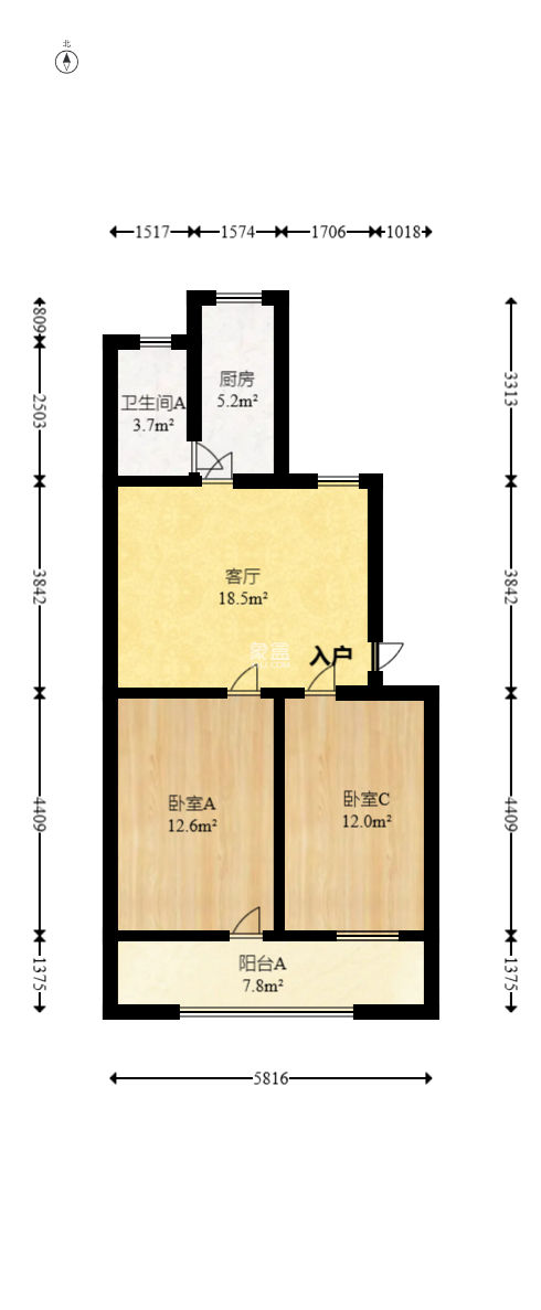 化油器厂宿舍  2室2厅1卫   50.00万