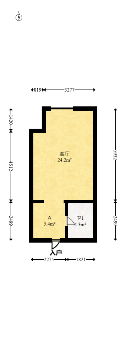 五江天街北区  1室1厅1卫   28.00万室内图1
