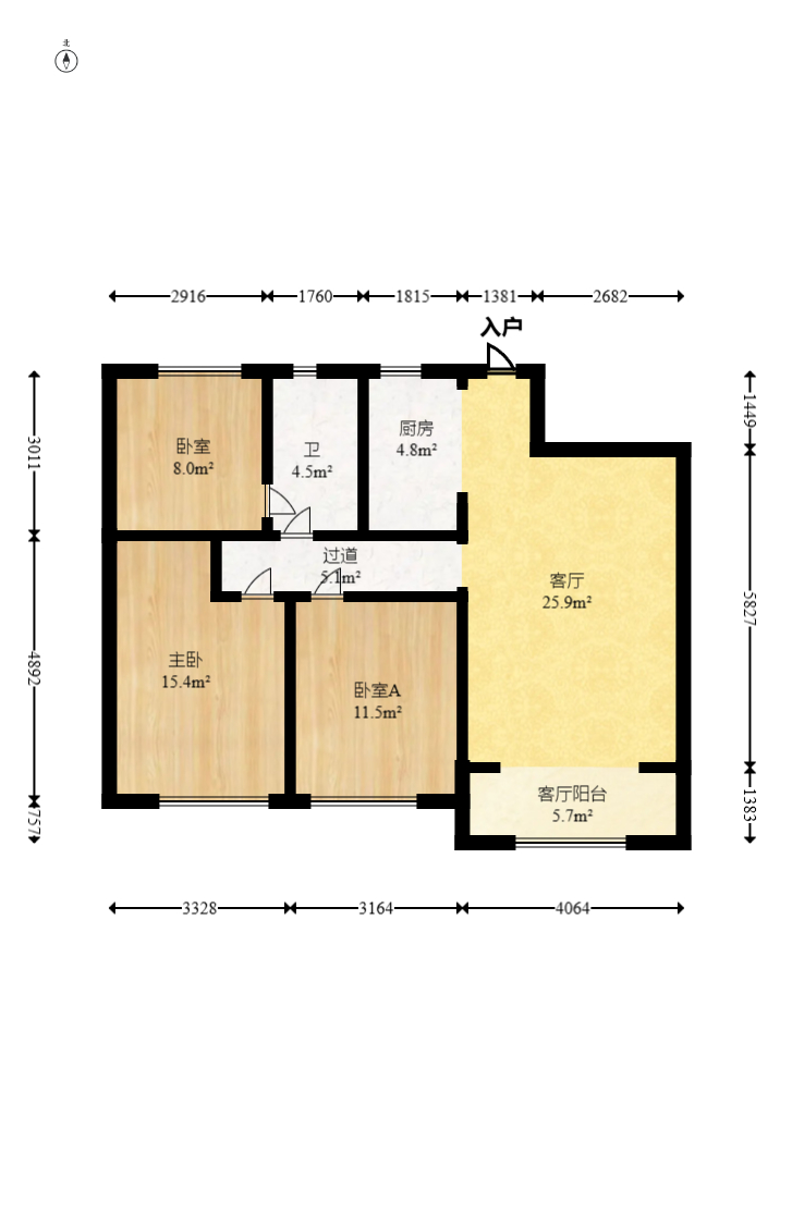 金科时代中心  3室2厅1卫    68.8万 金科时代中心  3室2厅1卫    68.8万户型图