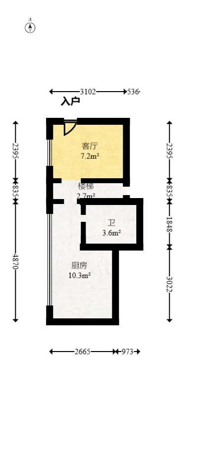 华远云玺公寓  1室1厅1卫   90.00万室内图1